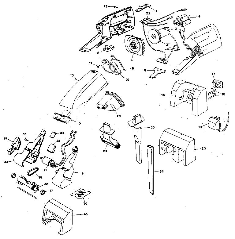 Unit Parts Diagram and Parts List for DB5000TY2  Black and Decker Hand Vacuum